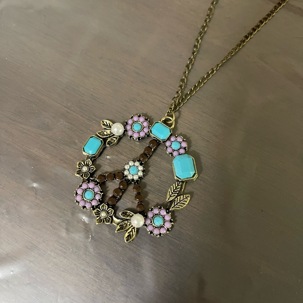 Floral Peace Pendant Necklace